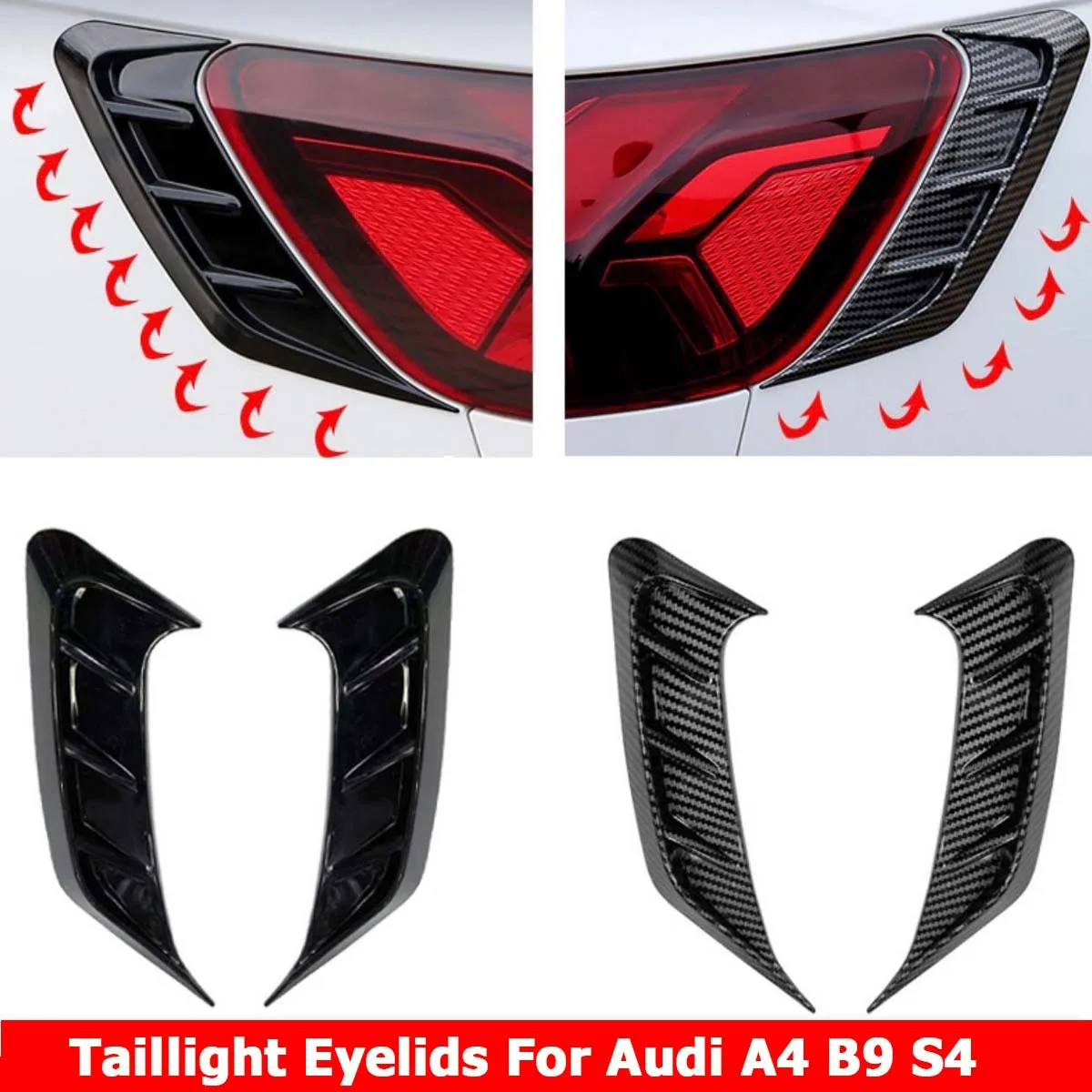 

2PCS Rear Headlight Eyebrows Frame Decoration Tail Light Eyelid Eye Lid Sticker Trim For Audi A4 B9 S4 2020 2021 Car Accessories