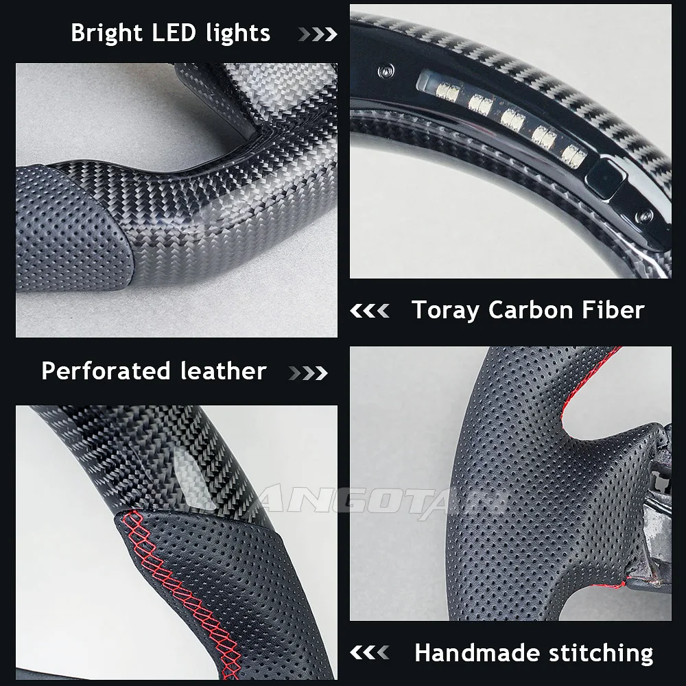 Steering wheel Perforated Leather Steering Wheel Carbon Fiber For 2016-2021 Honda Civic Gen 10th LED Steering Wheel - Image 6