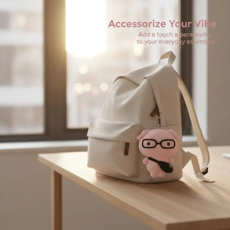 Cute Pink Pig Plush Doll Keyring Cartoon Stuffed Animal Pendant Soft Keychain For Backpack Ornament Birthday Party Gift
