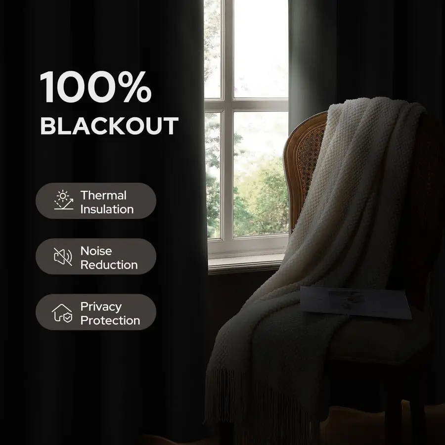 ผ้าม่านกันแสงสีเขียวเซจ 100 ผืน สำหรับห้องนอน ขนาด 52 x 84 นิ้ว 2 ผืน ผ้าลินินเทียม ป้องกันความร้อน พร้อมห่วงตาไก่