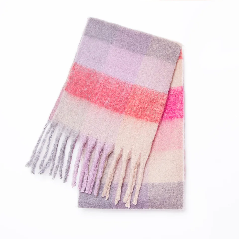 2026 Winter Thick Warm Scarf Women Cashmere Shawl and Wraps Pashmina Neckerchief Bufanda Female Rainbow Hairy Tessel Echarpe New, image 17