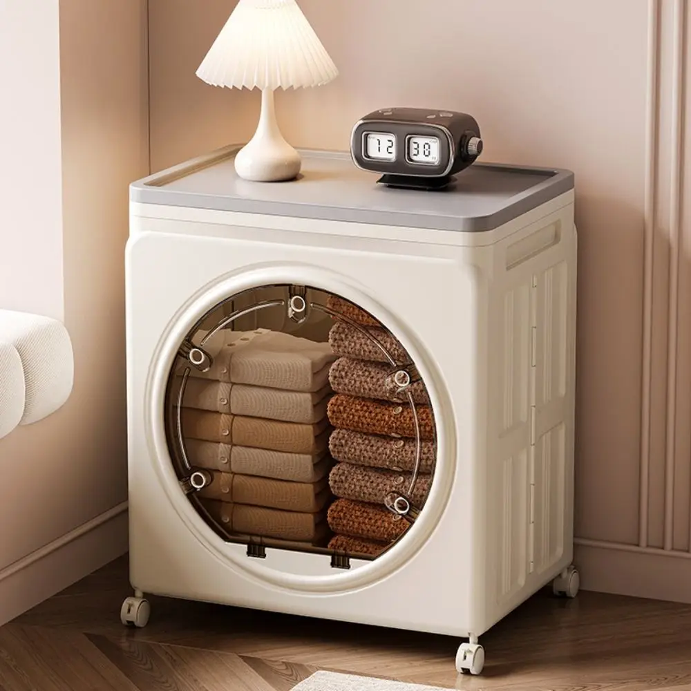 New Dustproof Foldable Storage Box with Pulleys Large Capacity Storage Cabinet Multi-purpose Lockable Handle Toys Storage Basket - view 2