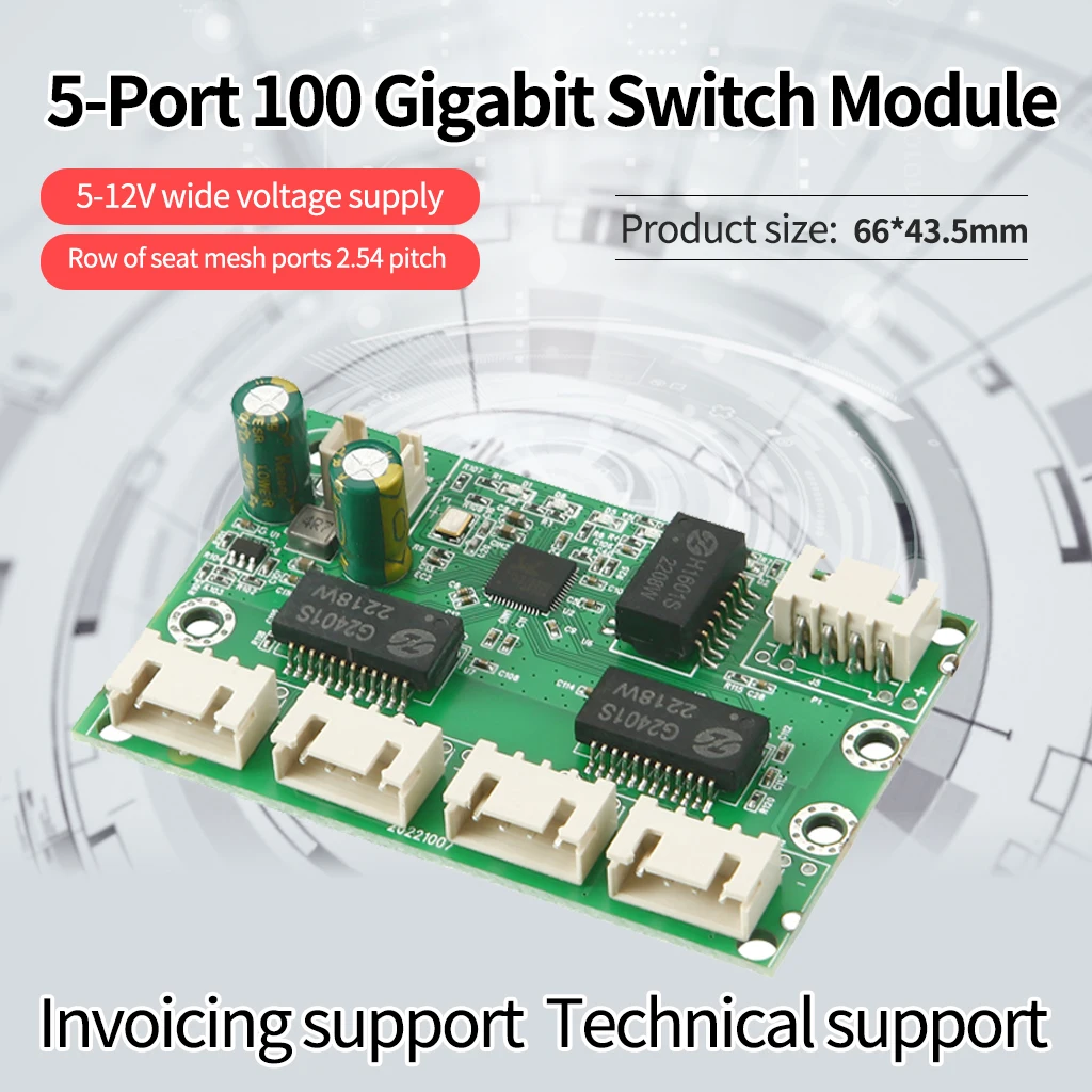 

5 port switch network module 100m Ethernet customized motherboard PCBA system engineering industrial data transmission