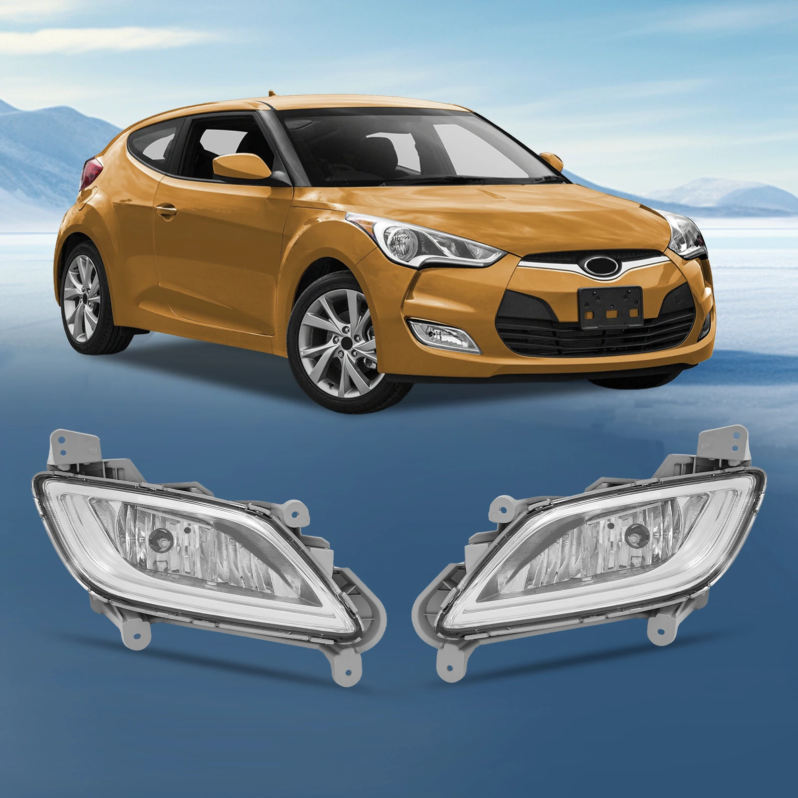 할로겐 오른쪽 및 왼쪽 사이드 안개등은 2012-2017 Hyundai Veloster에 적합합니다.