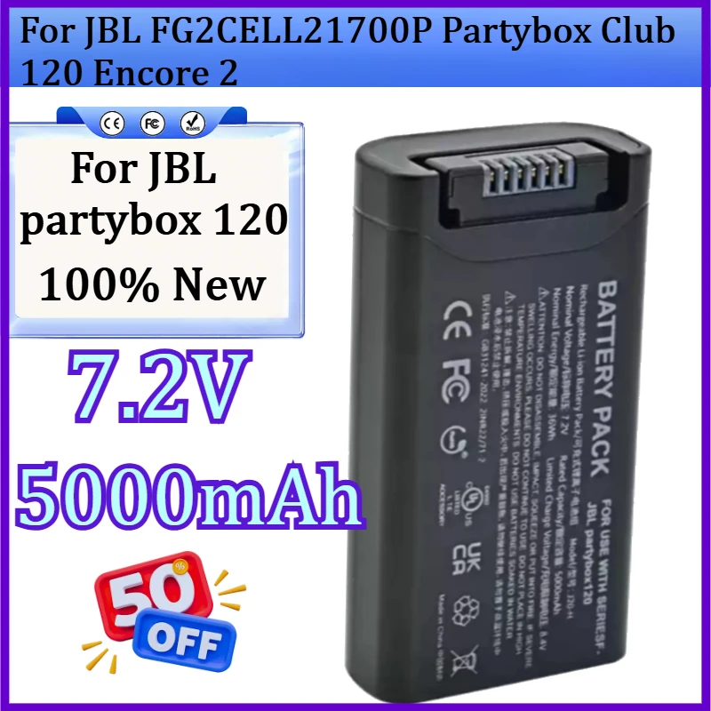 

New 5000mAh 7.2V high quality Battery for JBL FG2CELL21700P Partybox Club 120 Encore 2 Bluetooth Speaker Battery