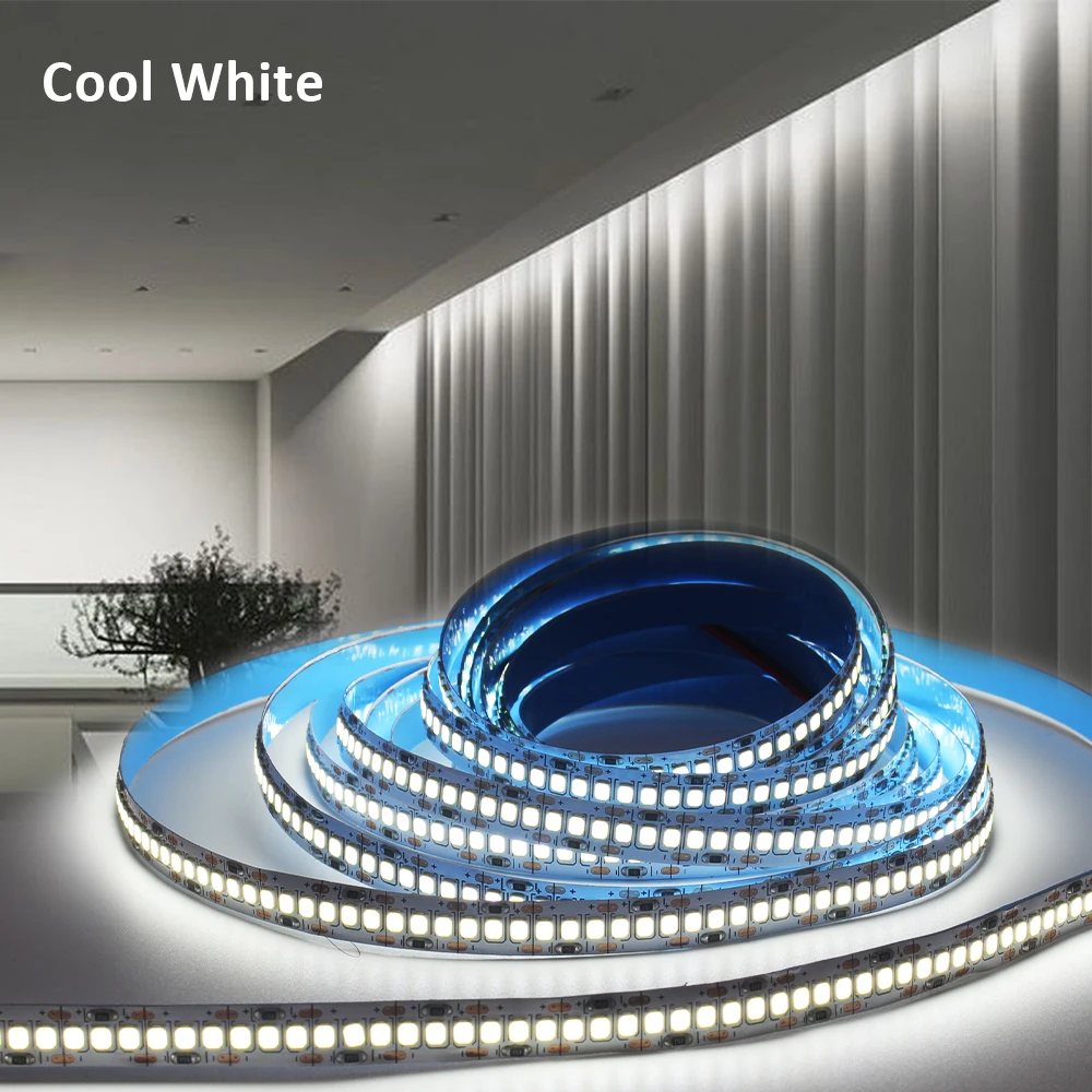 Imagem -05 - High Brightness Led Strip para Decoração de Quarto Luz de Fundo Fita Linear Iluminação de Barras 2835 240 120 Diodo Branco 5m 12v