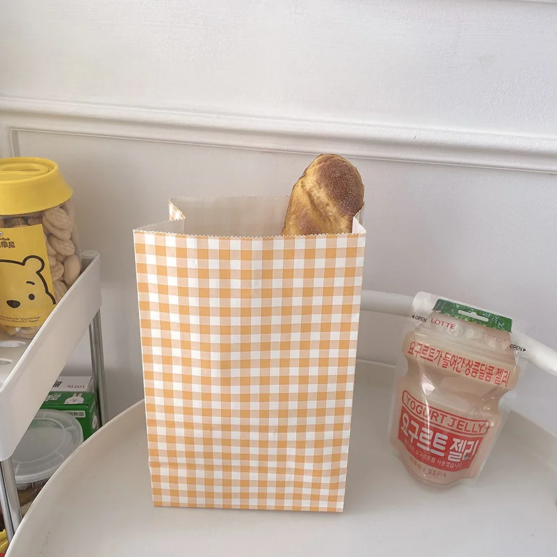 25/50/100pcs Color Checkered Kraft Paper Bags  DIY Gift Bag Standing Paper Bag Birthday Party Graduation Christmas Gift Bags