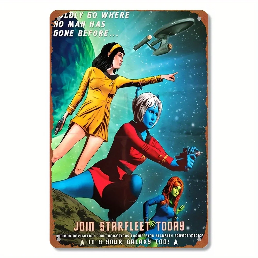   Eternal Charm, Starfleet Recruits Retro Tin Signboard ()-Waterproof and Dustproof, Suitable for Home, Bar, Cafe, Garage Decora
