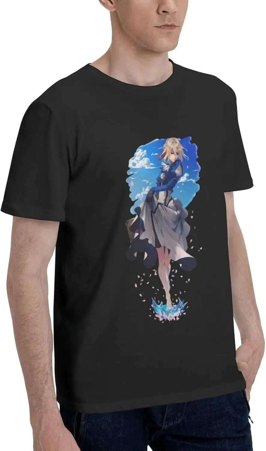 Anime Violet Evergarden T Shirt Man's Summer Cotton Crew Neck Fashion Tee Cool Casual Tops