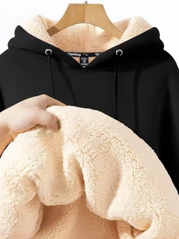 Luy Year – sweat à capuche en velours d'agneau pour homme, grande taille, décontracté, coupe cintrée, en coton biologique, Long, automne-hiver