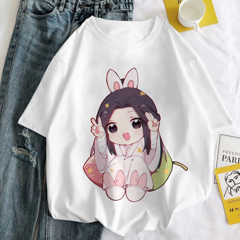 

Tian Guan Ci Fu Graphic Print T-shirt Women Harajuku Aesthetic White Tops Tshirt Tee 2023 New Summer Fashion Y2k Female T Shirt