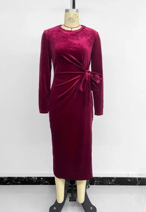 

Women's Mid to Long Split Dress, Autumn 2025 New Elegant Date Long Sleeve Tight Dress, Women's Wear