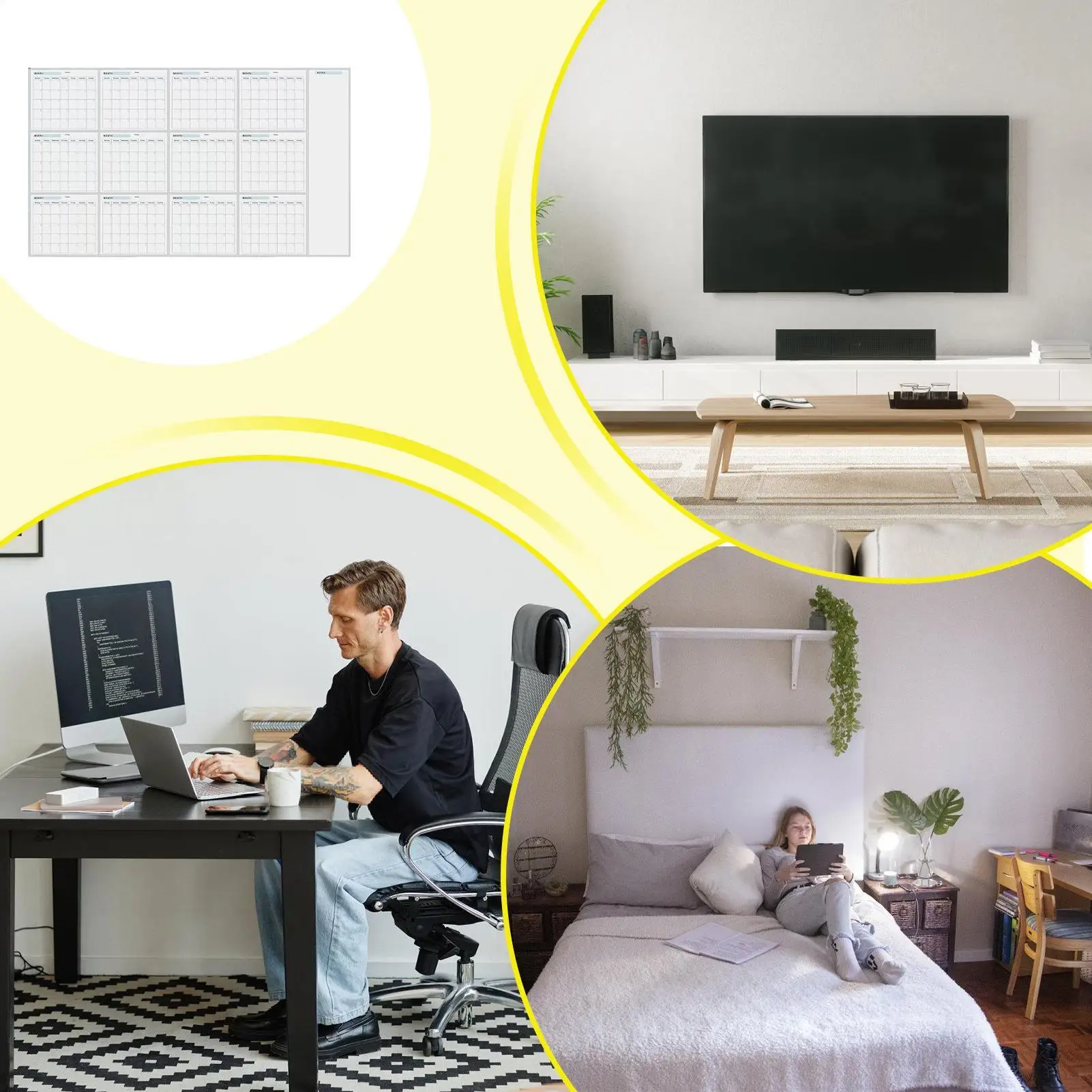 Dry Erase Yearly Whiteboard Calendar Erasable Yearly Planner enlarge widen practical Undated Yearly Calendar Bring a to-do list view 2