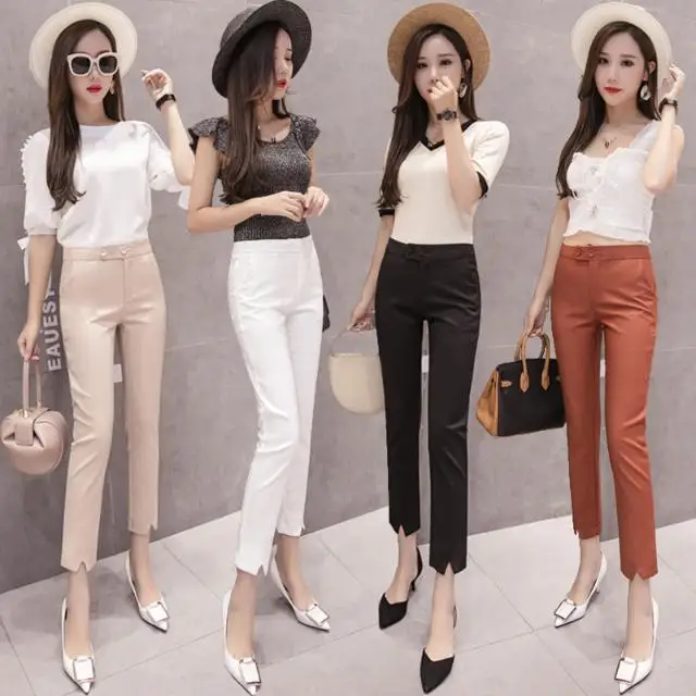 

Office Lady Fashion Slim Straight Trousers Women's Pants All Match Casual Summer Legging Ankle-Length Trousers Capri 2024 M211