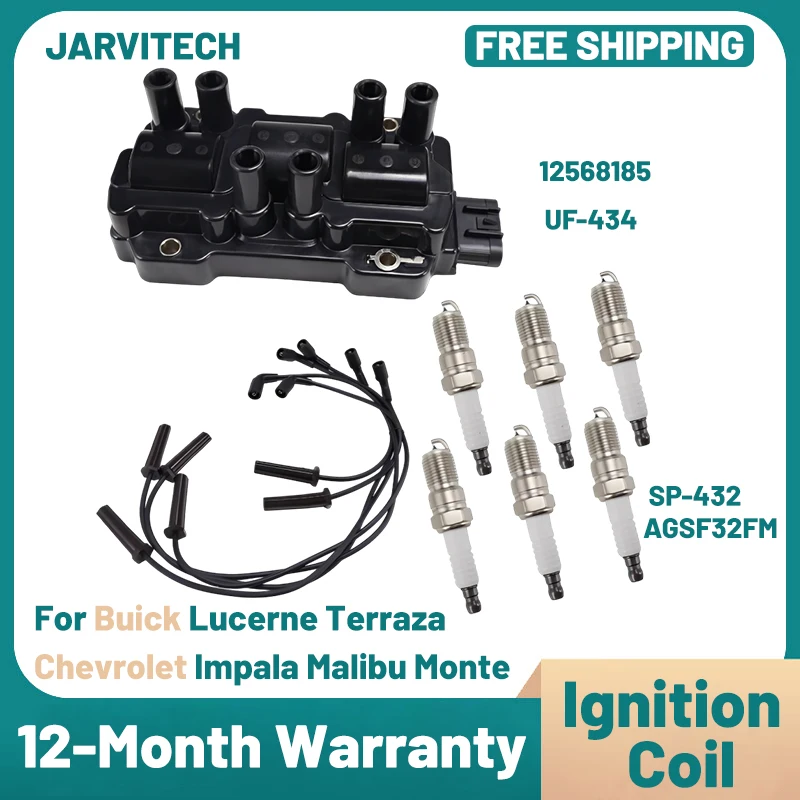

Pack of Ignition Coil+Spark Plug+Wire 12568185 For Buick Lucerne Terraza Chevrolet Impala Malibu Monte Carlo Uplander UF434