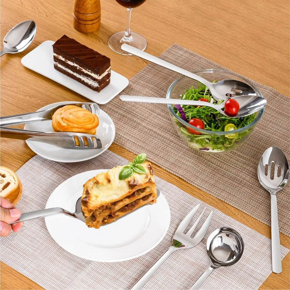 

Heavy Duty 18/10 Stainless Steel 10inch Serving Spoons Utensils for Kitchen Cookware Set Wedding Dinnerware Sets Pots Party Fork