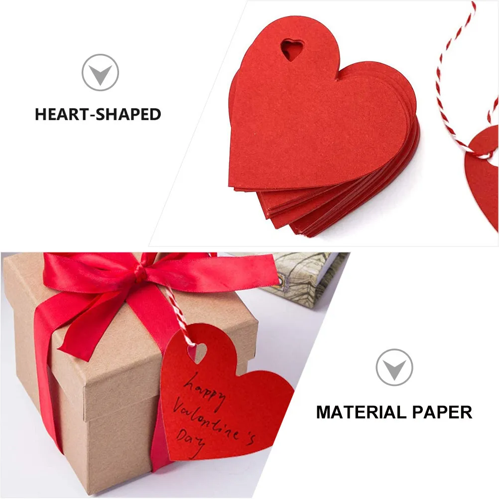 200pcs Heart Shaped Present Tags Valentine Red Heart Tags For Present Wrapping Red Heart Paper Tags Heart-Shaped Hanging Labels