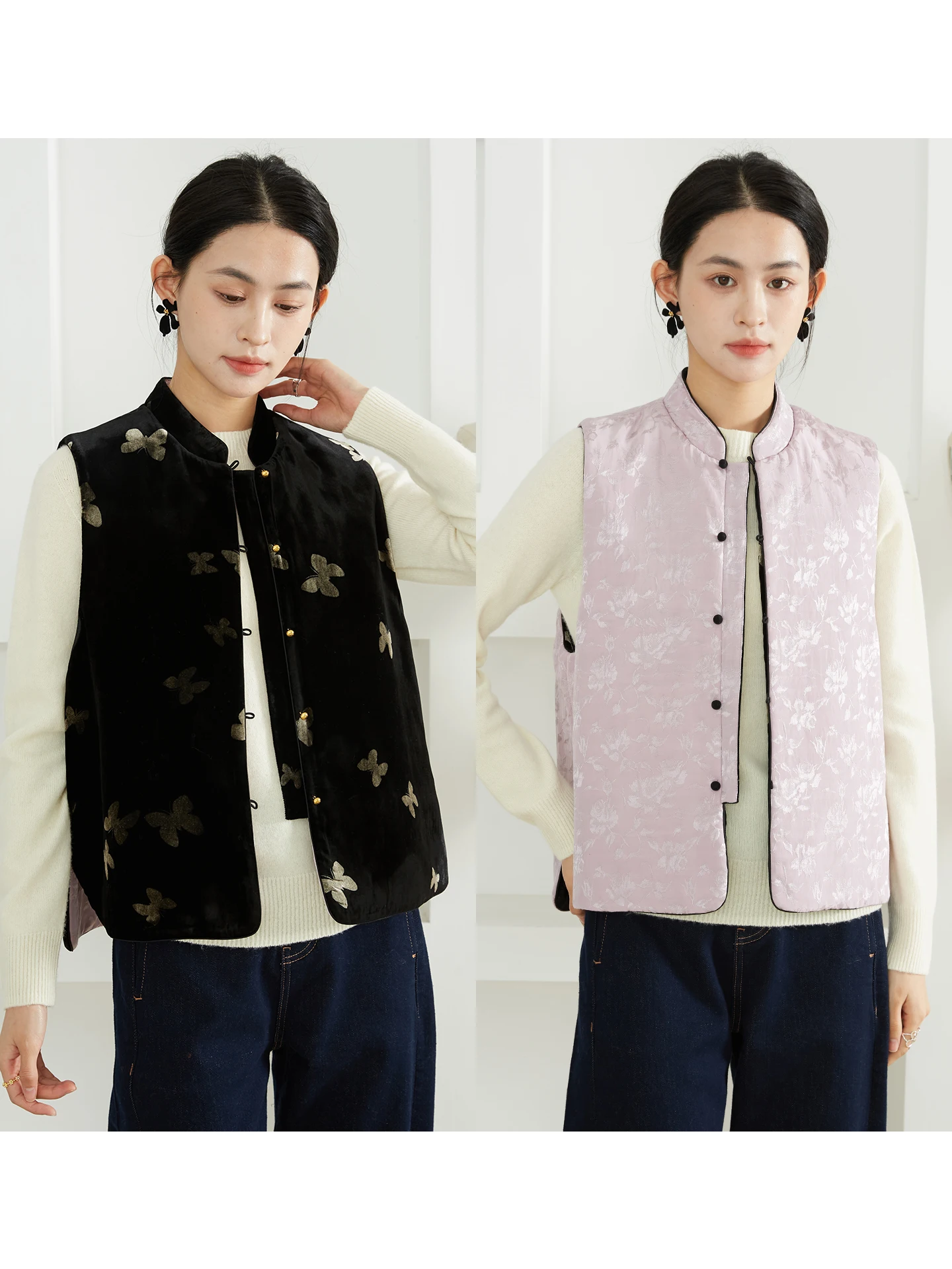 

Thiened Silk Cotton Jaet Women's Outerwear Pattern Carving Print High-End Cusization Traditional Chinese Sle