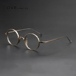 Pure Titanium Glasses Frame for Men Retro Round Prescription Eyeglasses frames Women 2023 Vintage Myopia Optical male Eyewear