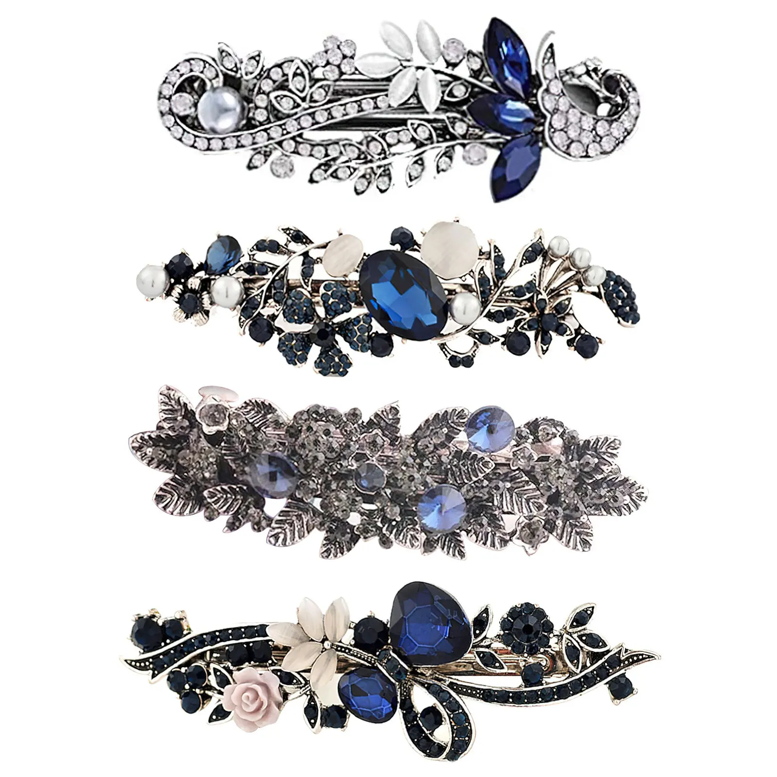 

Набор винтажных заколок для волос: ретро-заколки-пружинки, заколки-цветы со стразами, элегантные заколки-невидимки для женщин и девушек, для вечеринок и свадеб