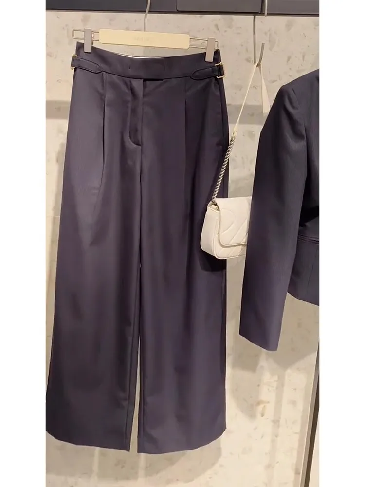 Primavera nuova moda scollo a v manica lunga abiti per le donne Blazer nero pantaloni a gamba larga ufficio signore vestito cappotti Blazer set Y4869