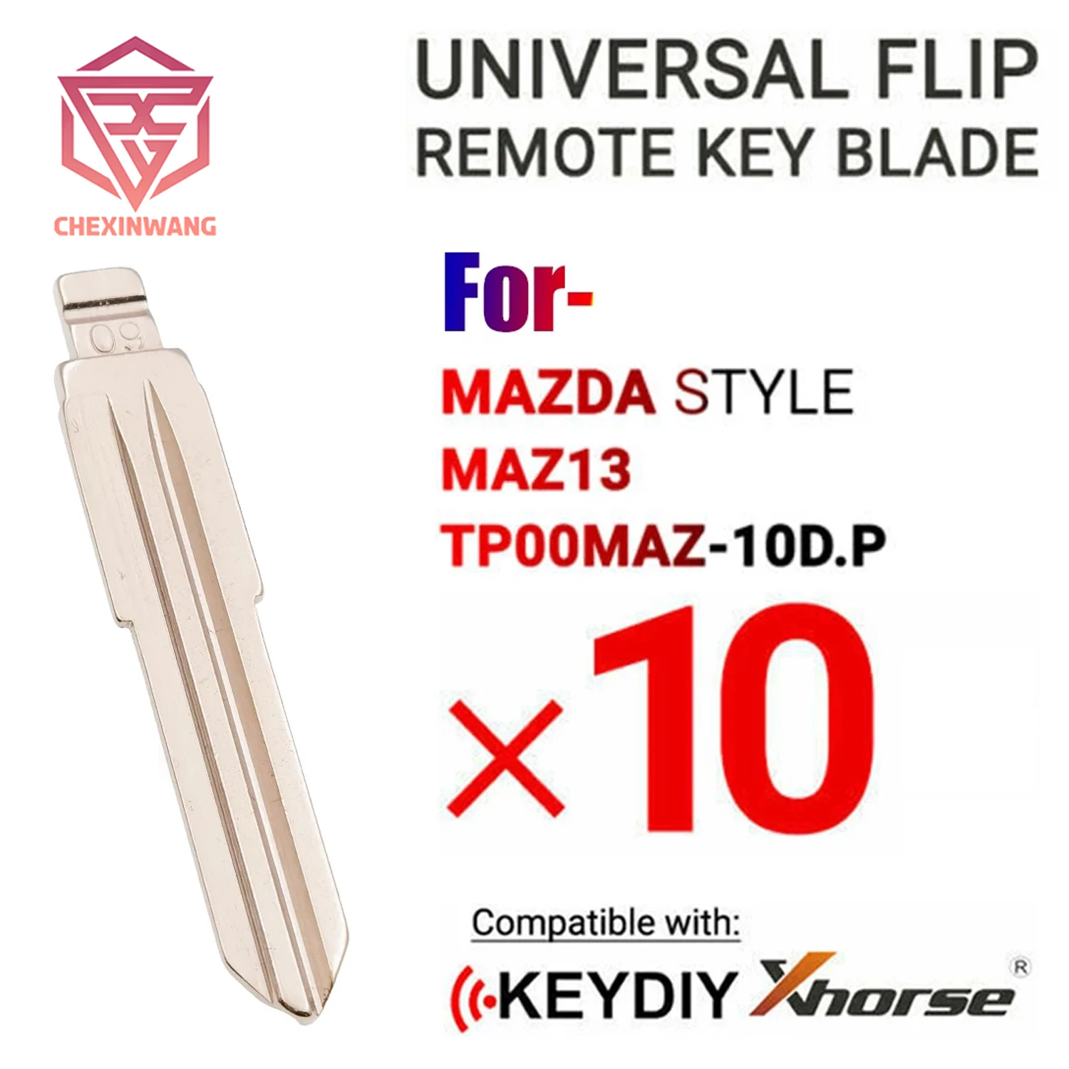 10Pcs Engraved Line Key Blade Blank Scale Shearing Teeth Uncut Key Blade 09# MAZ24 for Old Mazda for Lishi 2 in 1 Tool