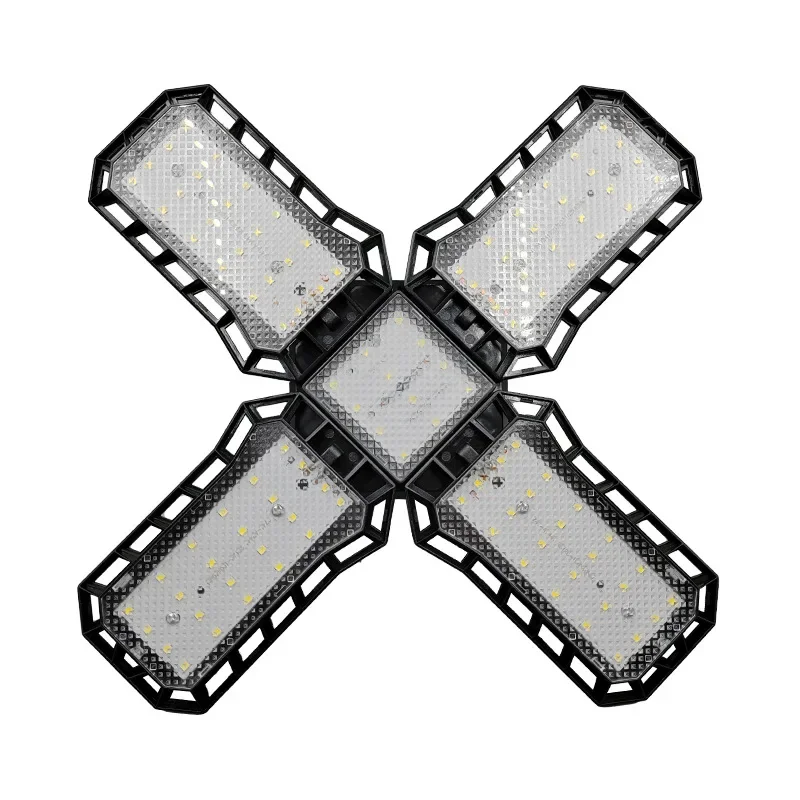 1 مصباح LED لإضاءة المرآب فائق السطوع مع لوحة قابلة للتعديل ومصباح سقف قابل للتشوه، مناسب للمستودعات وما إلى ذلك