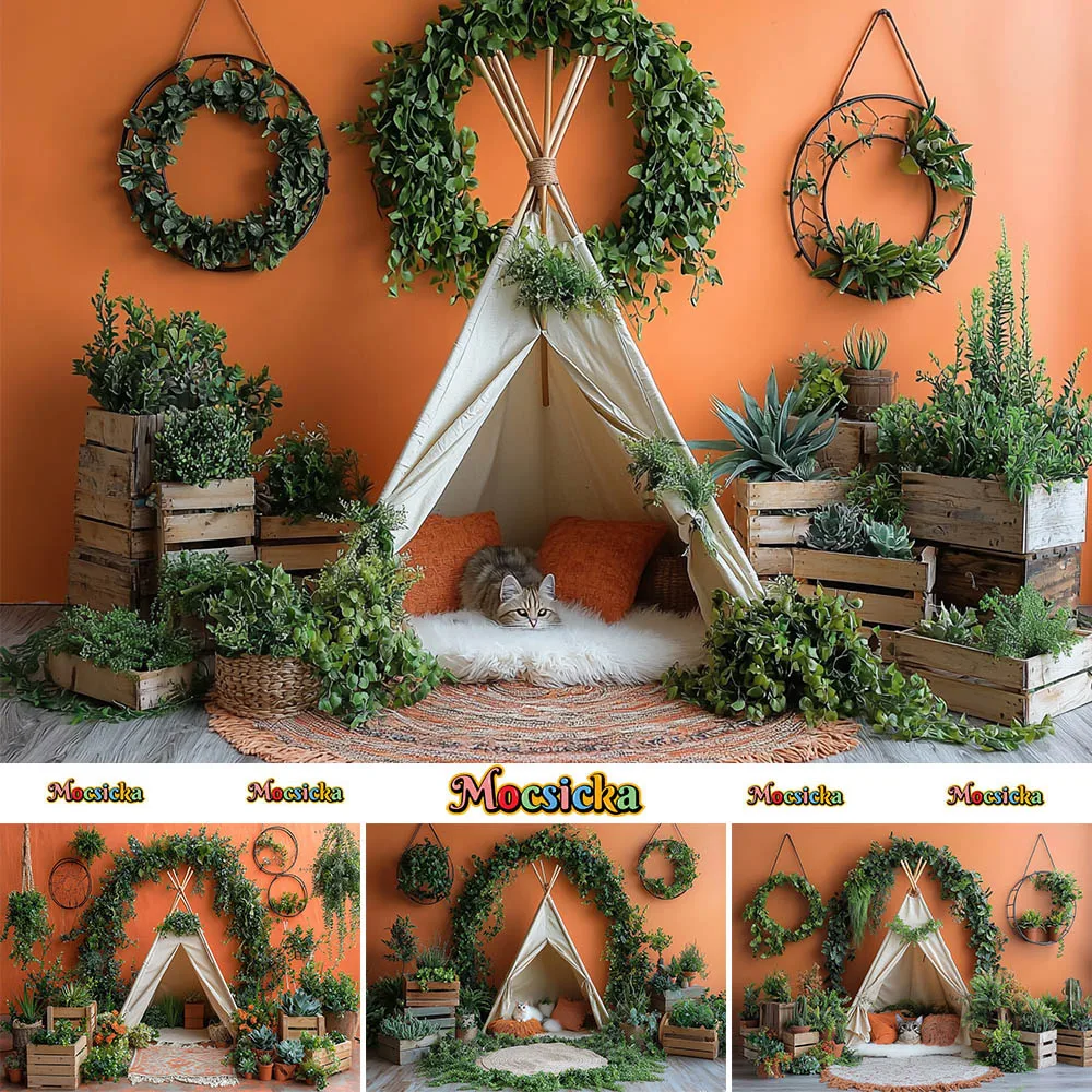 Mocsicka Photography Background Kids Birthday Boho Garland Room Decoration Baby Shower Cake Smash Backdrops Studio Props Banner