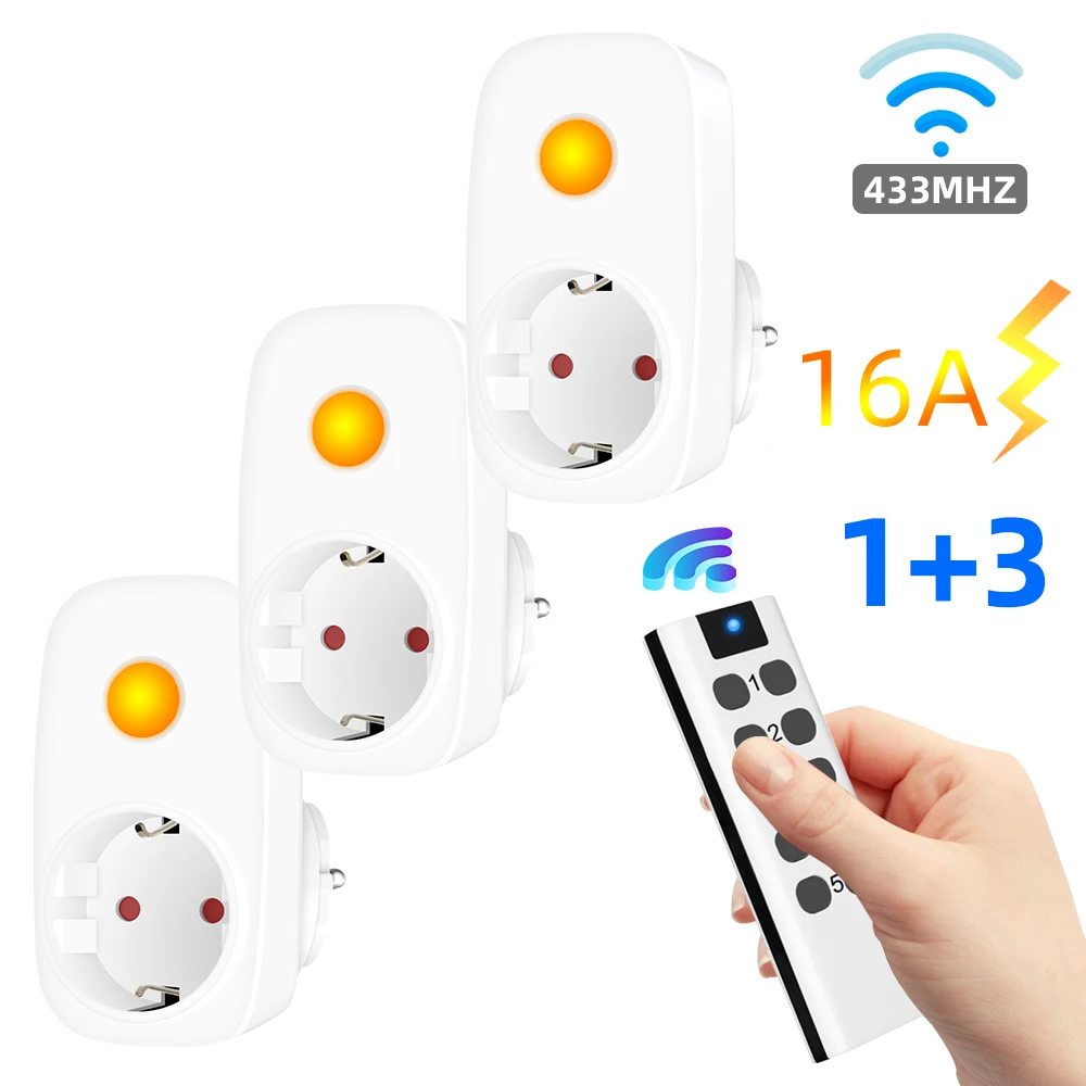 Smart Wireless Remote Control Power Plug EU Socket 16A 220V RF Switch Programmable Home Assistant Light Outlet French Sockets