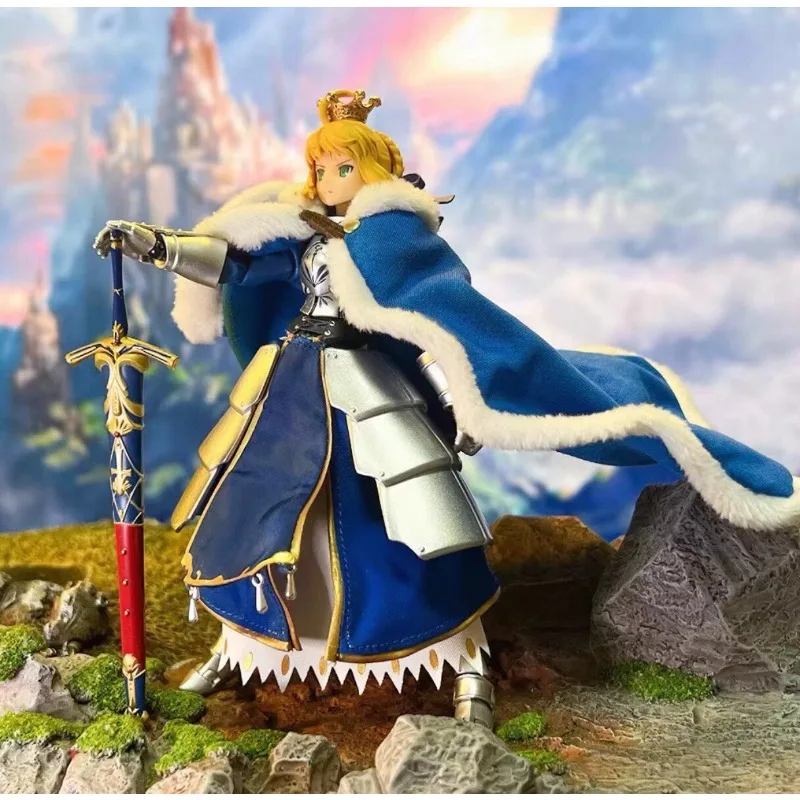 

1/12 Scale Female Soldier Adventure Game Character Blue Handmade Skirt Cloth Model for 6'' Figma Saber 2.0 Action Figures Model