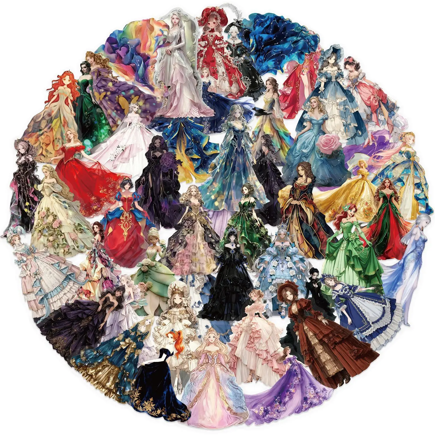 สติกเกอร์ลายเจ้าหญิงน่ารัก 10/50 ชิ้น สติกเกอร์การ์ตูน PET ใส ของเล่น DIY ตกแต่งโทรศัพท์ สมุดโน้ต ตู้เย็น กระเป๋าเดินทาง