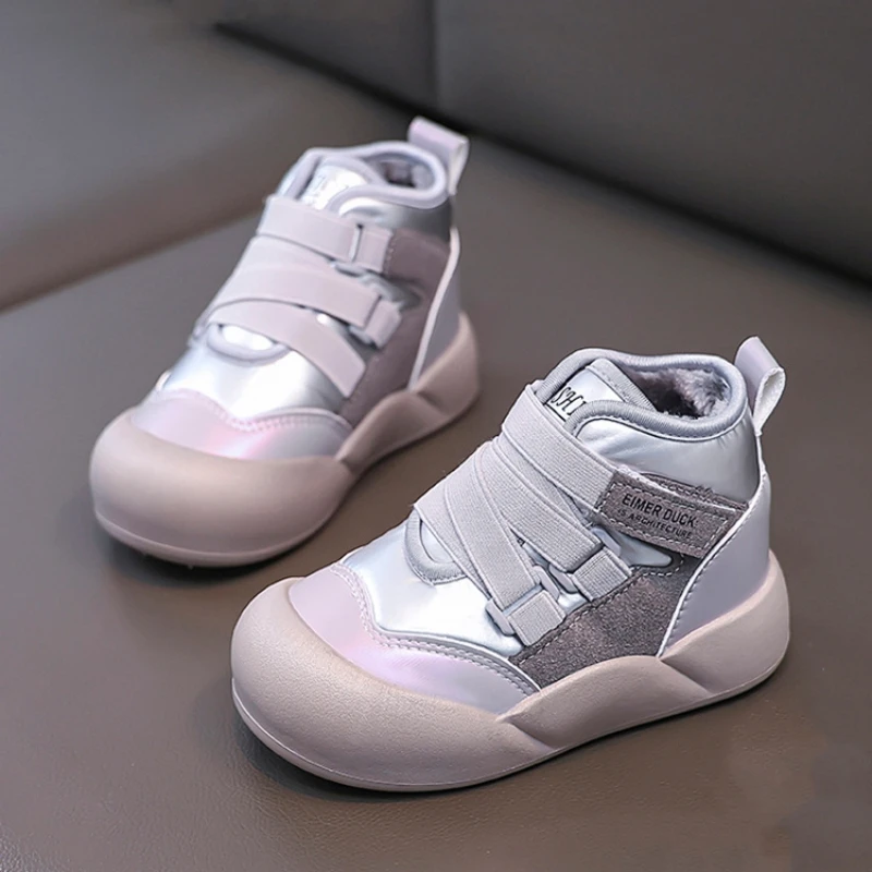 

Winter Thickened Plush Girls Snow Boots Waterproof Warm Fashion Boys Ankle Boots Non-slip Children's Casual Shoes