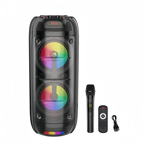 1600W 피크 고출력 휴대용 무선 블루투스 스피커, 노래방 마이크 모드 FM 라디오 및 USB/TF 재생 디스코 LED 조명 