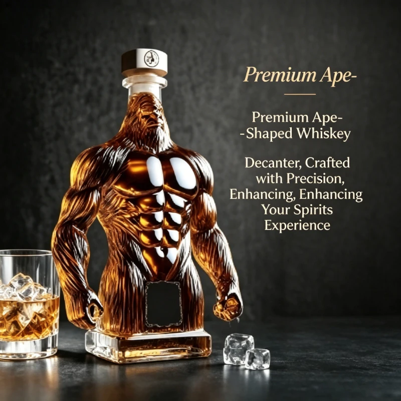 Muscle Body Whiskey Bottle Decanter – Glass Whisky Bottle Gift Set for Men, Unique Bar Decor for Bourbon, Scotch & Liquor Lovers