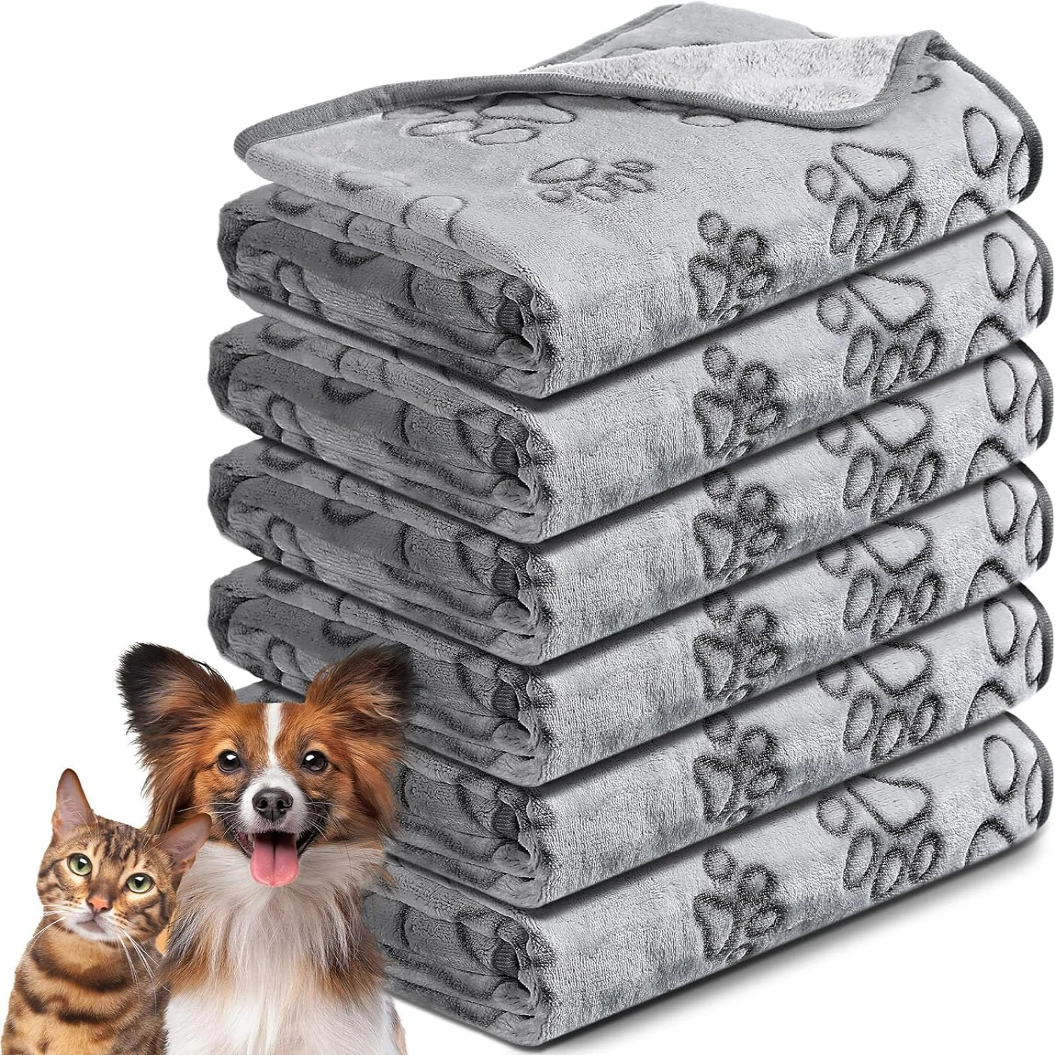 

Luxurious Cozy Soft Gray Washable Fleece Blankets for Small Dogs - Pack of 6 - Ultimate Comfort and Warmth for Your Pet - Multi-