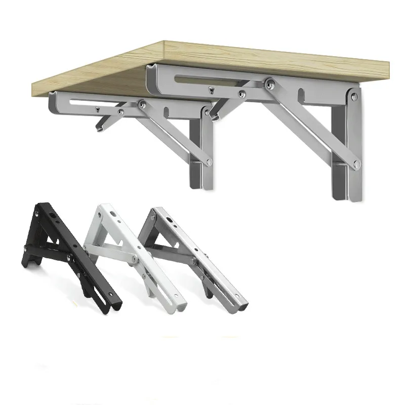 

KK&FING 2PCS Stainless Steel Folding Triangle Bracket Shelf Heavy Support Adjustable Wall Mounted Bench Table Furniture Hardware