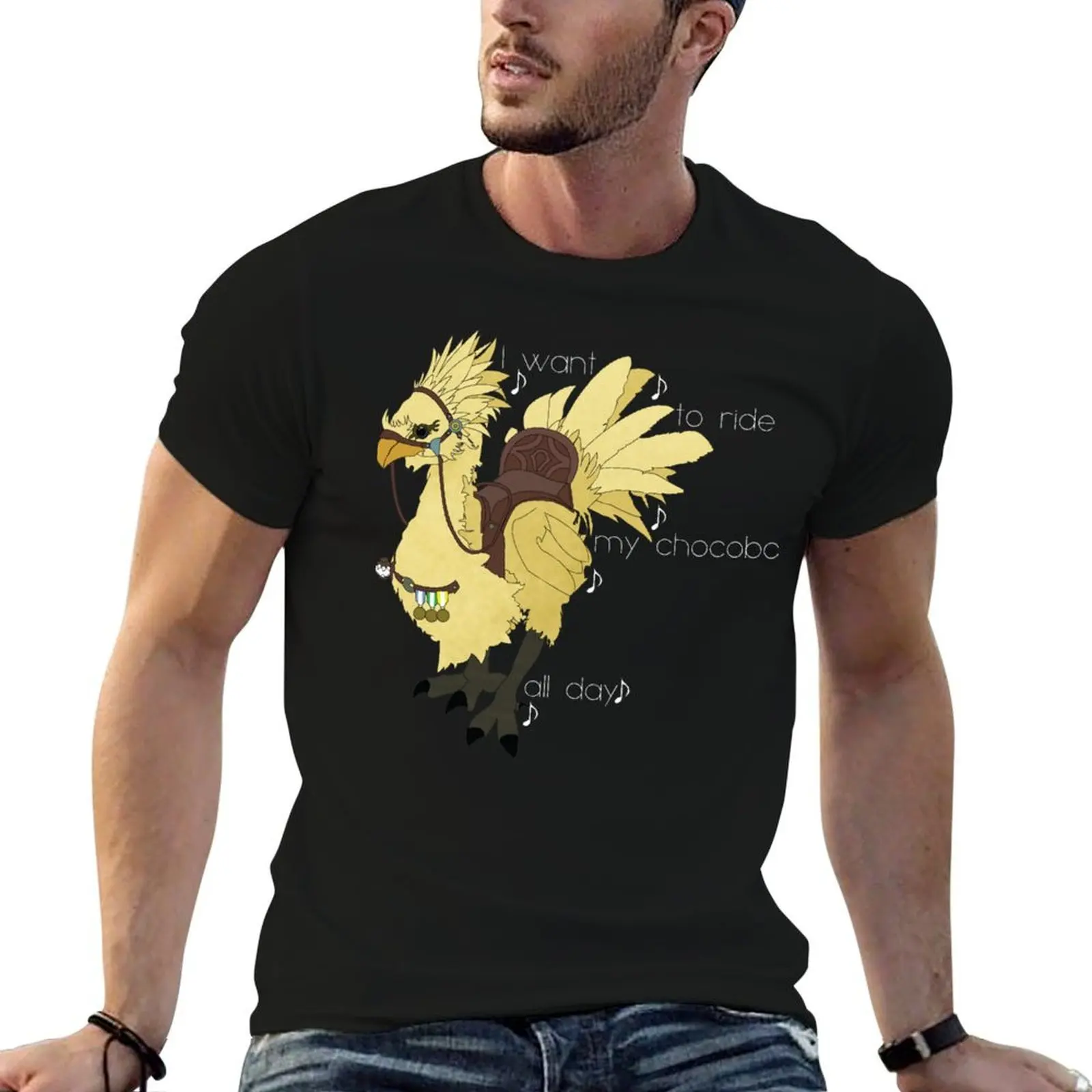 

Chocobo ride T-Shirt t shirts for man graphic tees men t shirt cotton 100% T-Shirt