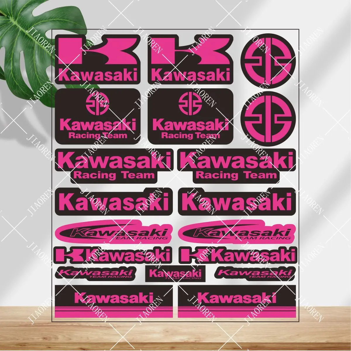 الفينيل كاواساكي ملصق شعار دراجة نارية خزان خوذة الوردي صائق مجموعة # 101 #1