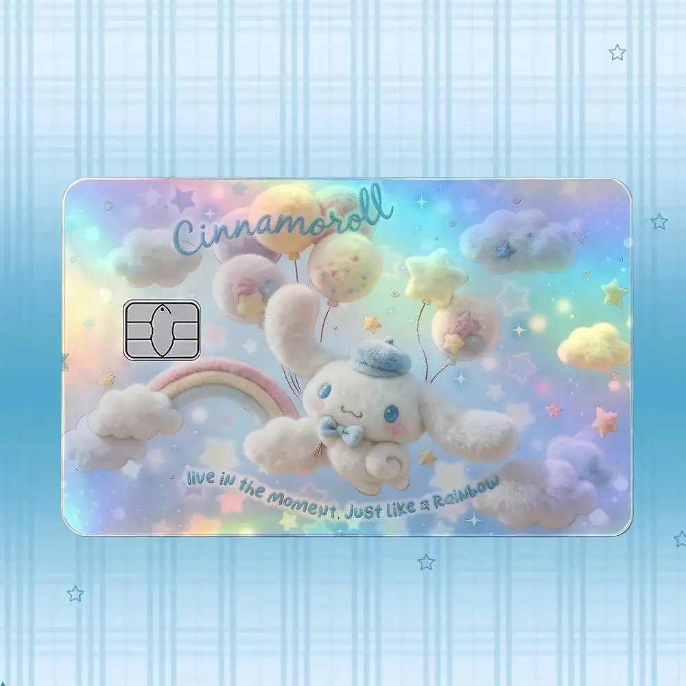 C-Cinnamoroll Laser-Holografischer Karten-Skin-Aufkleber für Kredit- und Debitkarten – 4 Stück/Set, wasserfester, kratzfester Schutz – Detail 12