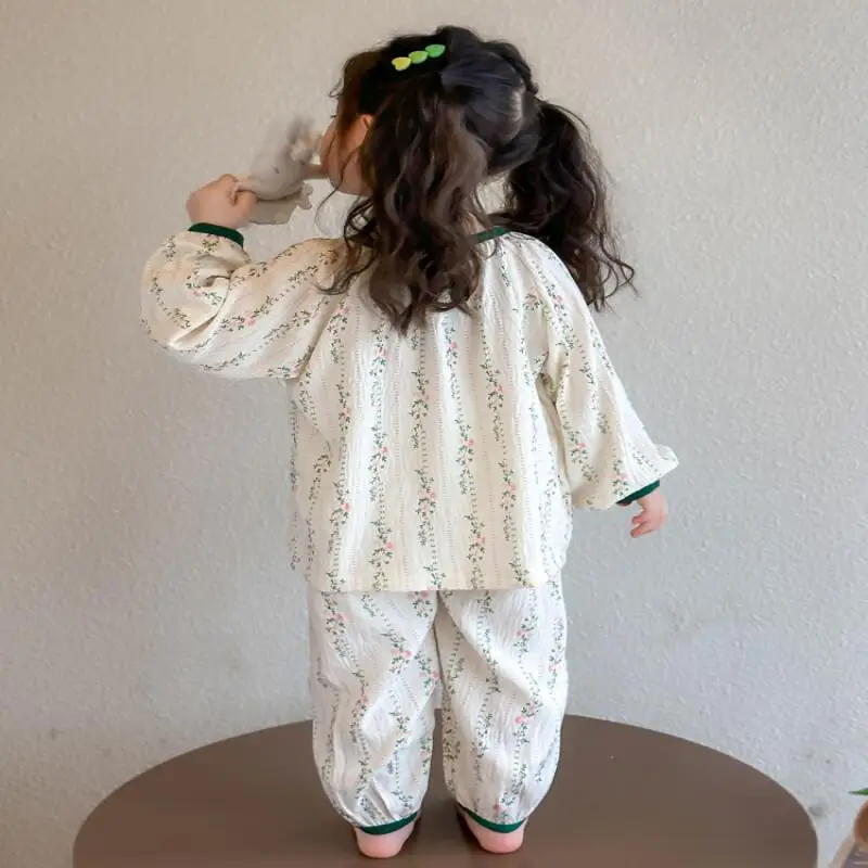 لطيف الأميرة مجموعة الفتيات ملابس علوية بأكمام طويلة للربيع غزل القطن ملابس المنزل بيجامات أطفال Kawaii معطف غير رسمي ملابس الأطفال #5