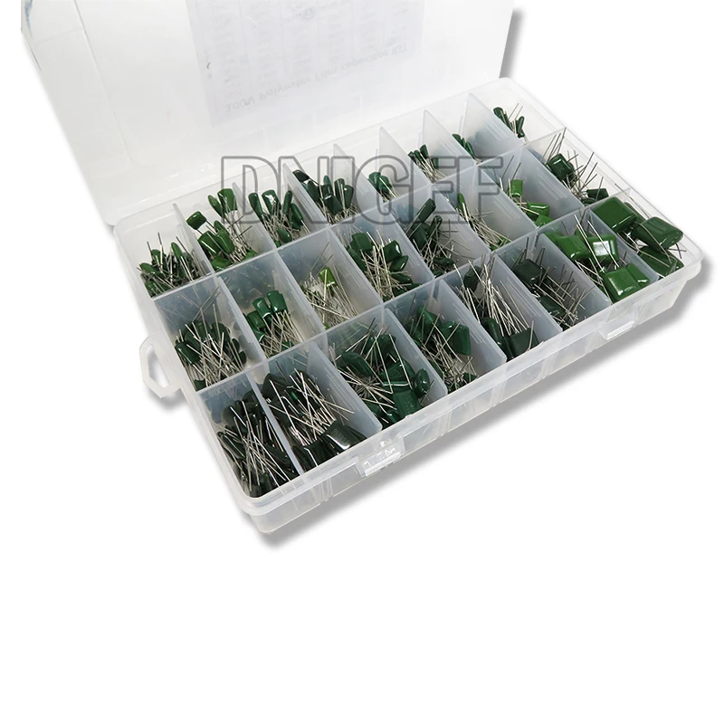 660PCS/Set 24Value Capacitor Kit 100V 2A221J TO 2A474J Polyester Film Capacitor Assorted Kit 0.47nF 0.68nF 1nF 2.2nF Capacitors