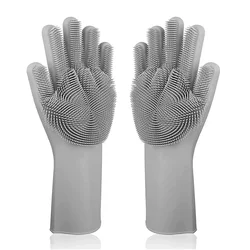 Guantes de limpieza de lavavajillas, guante de esponja de goma de silicona, limpiador doméstico, Herramientas de limpieza de cocina sin BPA