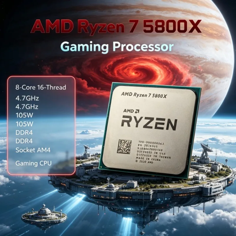 Ryzen 7 R7 5800X AMD Socket AM4 CPU 8-Core 16-Thread 3.8GHz 7nm 32M L3 Processor Type-C