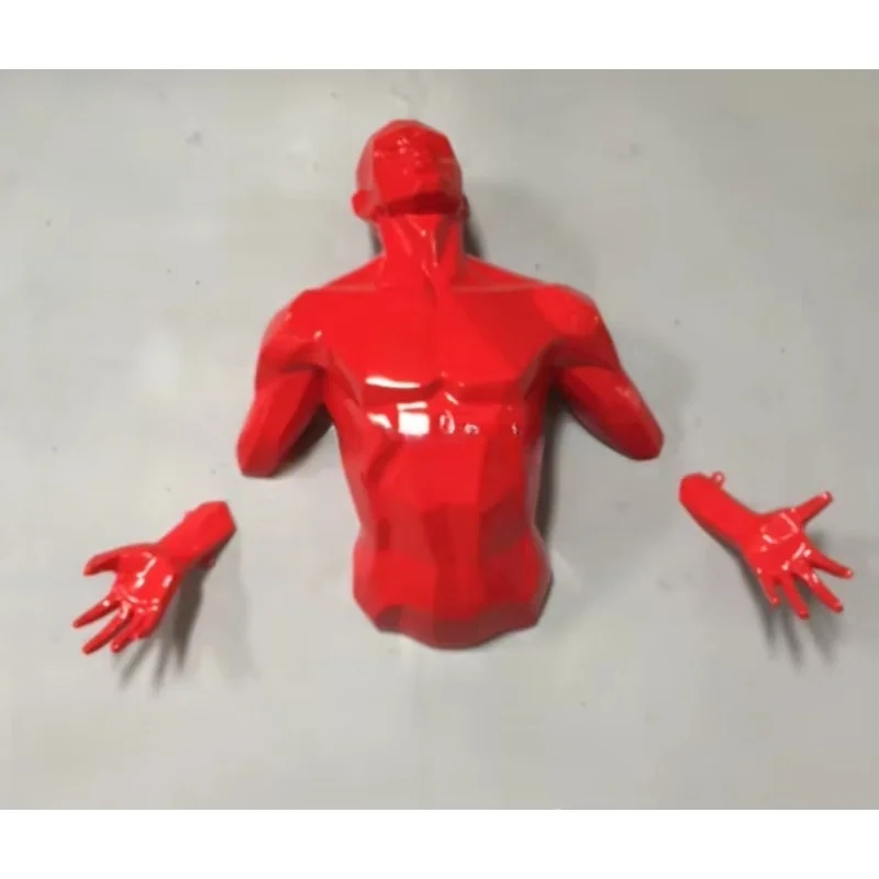 Artificial Resin Crafts Figure Sculpture Modern Luxury Home Wall Decoration Statue Creative Life Size Art Red Sculpture