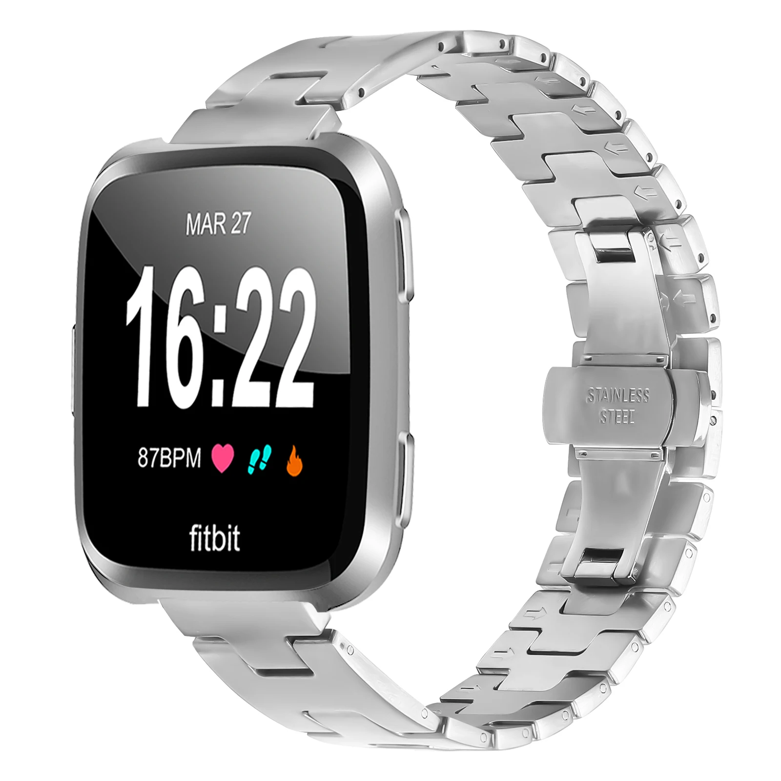 สายสแตนเลสสําหรับ Fitbit Versa Lite ผู้หญิงผู้ชายนาฬิกาสร้อยข้อมือสายรัดข้อมือ Fitbit Versa 2 สร้อยข้อมืออุปกรณ์เสริม