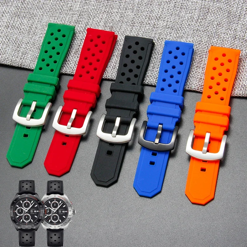 Pulseiras de relógio limpas sem poeira para heuer tag aquaracer seiko série f1 masculino feminino esporte sweatproof silicone acessórios de relógio 22mm