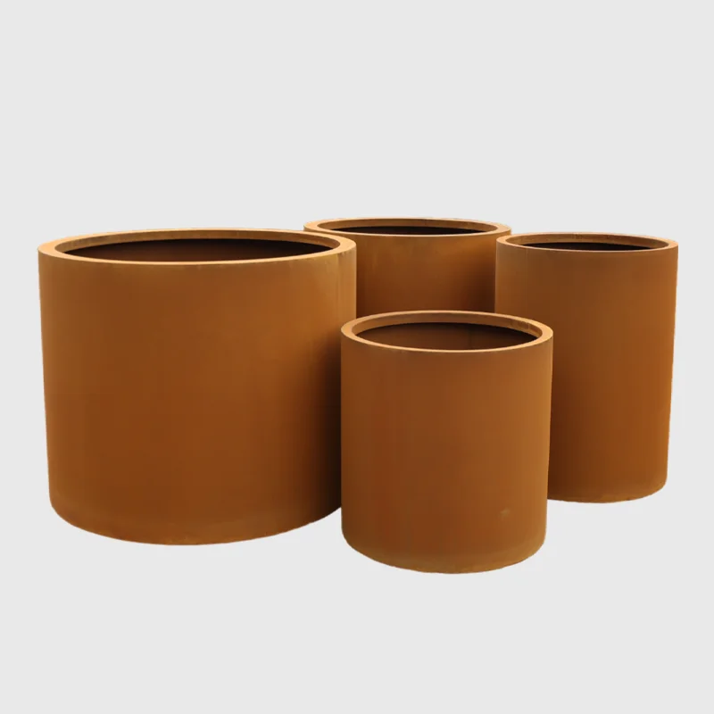 Decoration Outdoor Corten Steel Plant Pots  Metal Flower Planter Pots Galvanized Flower Planter