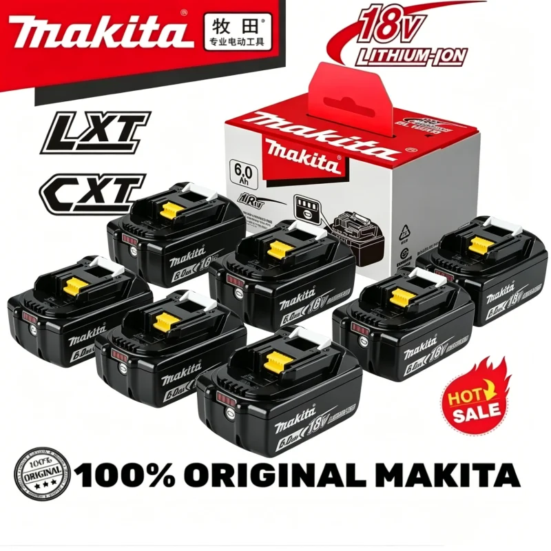 

Makita 18V 6.0Ah Battery Original Lithium ion Rechargeable Battery 18V 6000mAh Replacement Battery BL1860 BL1850 BL1860B