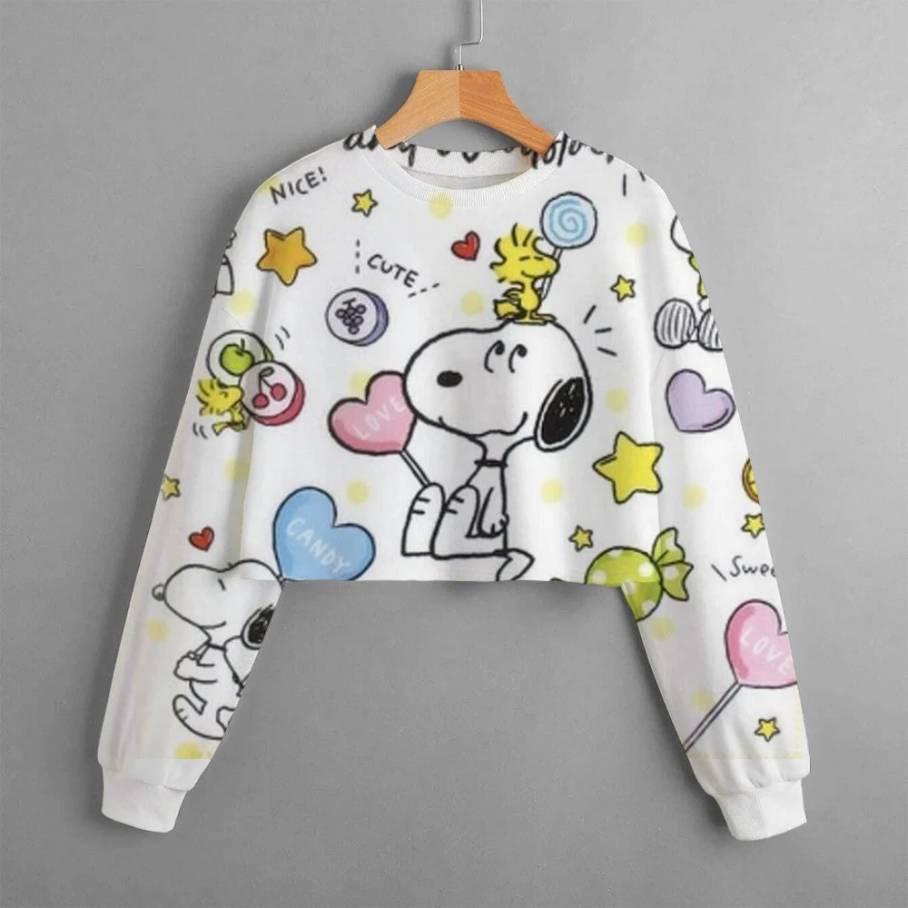 Casual New Spring and Autumn Snoopy Classic Children's Clothing Print Girls Short Hoodie Sweater Snoopy Comfortable and Cute Top