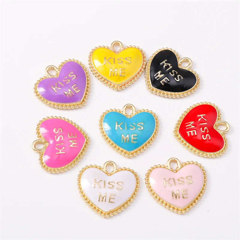 

Duarte 20Pcs/Lot Cute Enamel Love Heart Charms Pendants for Jewelry Making Drop Earrings Necklaces Bracelets DIY Crafts Supplies
